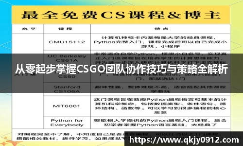 从零起步掌握CSGO团队协作技巧与策略全解析
