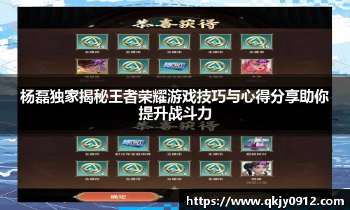 杨磊独家揭秘王者荣耀游戏技巧与心得分享助你提升战斗力